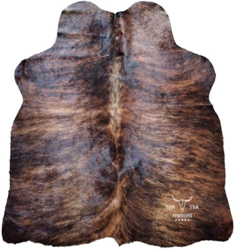 Tappeto in pelle bovina, misura piccola, 1,2 x 1,1 m, colore: marrone scuro