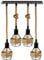 DC VOLTAGE Retro 4 Head Ceiling Pendant Light Metal Hemp Rope Covered Bird Cage Lampshade with Adjustable Cable Bulbs Rectangle Canopy Lamp for Dining Room Hallway Restaurant Cafe Bedroom Kitchen