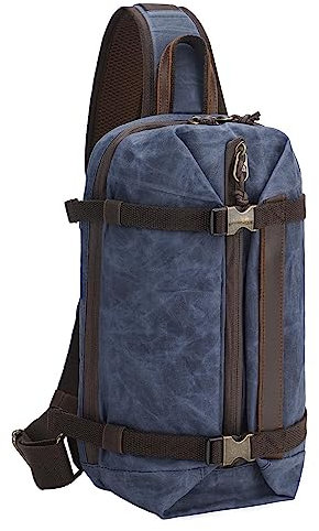 Vmokki Sling Rucksack Anti Diebstahl Wasserdicht Schulterrucksack Herren Damen Klein Brusttasche Crossbody Bag für Alltag Outdoor Reise Sport (Blau)