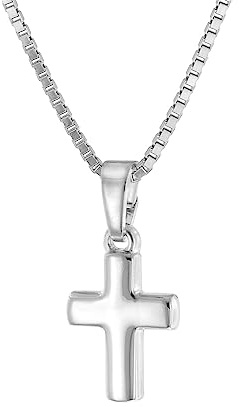 trendor Kinder-Halskette mit Kreuz-Anhänger 925 Silber 15589 | liebevoller Halsschmuck für Mädchen und Jungen, zauberhafte Geschenkidee,