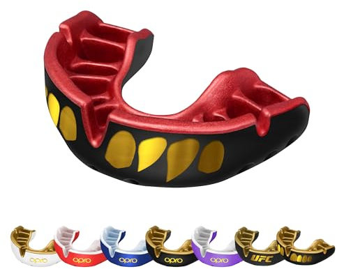 OPRO Mundschutz – Gold-Level Zahnschutz für Boxen, Kampfsport, MMA, Erwachsene & Kinder – Selbstanpassende Schiene für Hockey, Kickboxen, Rugby – Premium Passform – Mit zahnärztlicher Garantie
