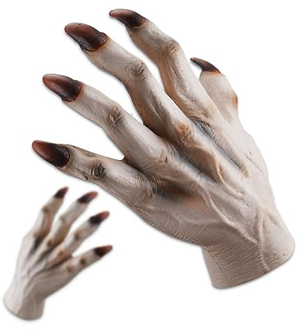 PARTY ZONE Kostüm Handschuhe Nude Horror Zombie Hände Tricks Scaty Moster Skelett Knochen Klaue Hand Reaper Handschuhe Kostüm Halloween Erwachsene, Weiss/opulenter Garten, Medium