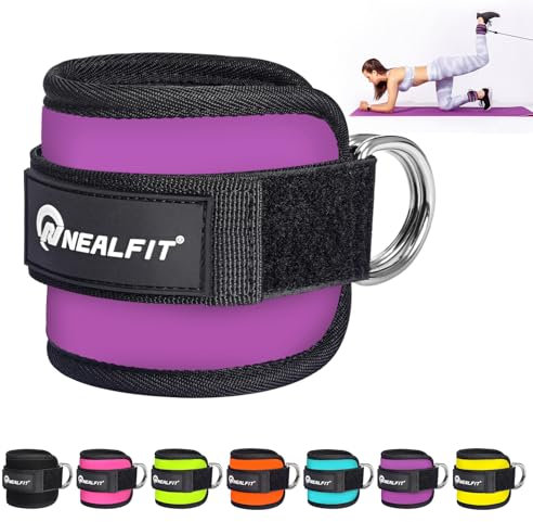 NEALFIT Ankle Strap for Cable Machine, Gym Ankle Cuff for Kickbacks, Leg Extensions, Glute Workouts, Booty Hip Abductors Exercise for Women and Men (Purple, Single)