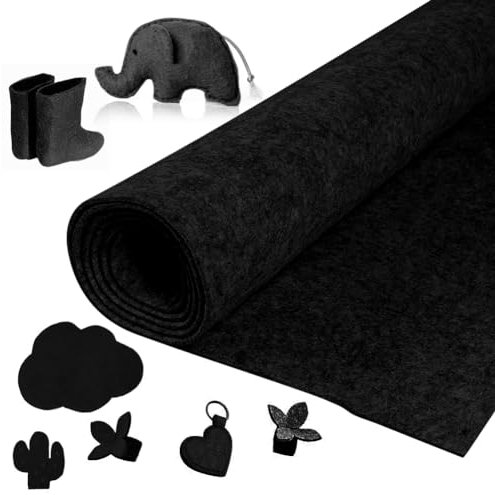 Yuragim Filzrolle Filzstoff, Filz Meterware 40cmx250cmx3mm Filz Stoff Bastelfilz Dekofilz Taschenfilz Filzmatte für DIY Aufbewahrungstasche Filzunterlage Patchwork Nähen Basteln (Schwarz)