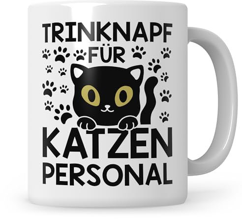 Sweetify Trinknapf für Katzenpersonal Tasse, Katzenmama Geschenk Katzenpapa, für Katzenliebhaber Kaffeetasse mit Spruch, Katzen Geschenkidee