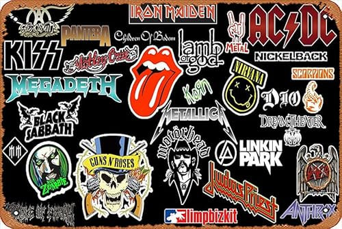 Muecddoa Rock-n-Roll, Musik, Rock and Roll, Bands, Rockbands, Rockbands, Rockmusik, Vintage-Poster, 20,3 x 30,5 cm, Retro-Vintage-Blechschild für Zuhause, Bar, Pub, Garage, Dekoration, Geschenke