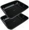 FM Professional 9912650 Lot de 2 plats de four, plat émaillé, plaque cuisson four, plat à gratins, plat à four XXL, plaque four, Acier émaillé, Noir, 40 x 34 x 8 cm