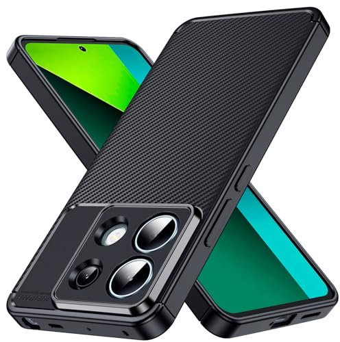 Oududianzi - Cover per Xiaomi Redmi Note 13 Pro 5G / Poco X6 5G [Texture Fibra di Carbonio] Custodia Poco X6 5G Silicone TPU Morbido Antiurto - Nero