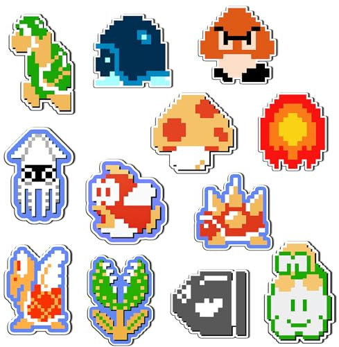 GTOTd Pixel Game Fridge Magnet Kühlschrankmagnet (12 Stück) Geschenke Merch Cute Cartoon Dekoration Stoßstangen Aufkleber Kühlschrank Metallmagnet Flexibel Wiederverwendbar Magnetisches Vinyl
