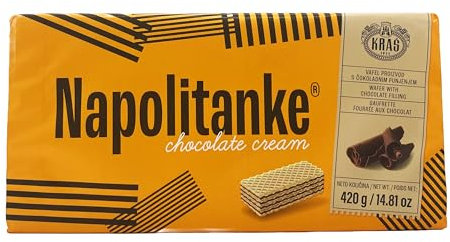NAPOLITANKE KRAS Wafers Premium - Biscotti Wafers Premium con Deliziose Ripieni di Latte, Crema al Cioccolato, Nocciola, Limone e Arancia - Diverse Taglie (420 G CHOCOLATE & CREAM, 4 PCS)