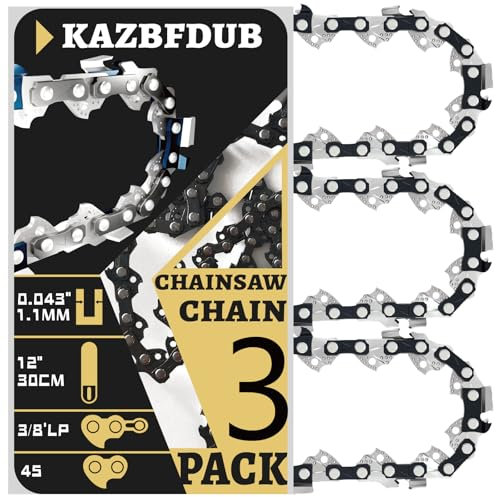 KAZBFDUB Sägeketten, Kettensägekette 3/8, 1,1 mm 44 gl 30 cm, 3 Paket Rückschlagsarme Kettensäge Kette, Ersatzkette für Kettensäge Passend für Fast Alle Kettensägen-Modelle intended for STIHL