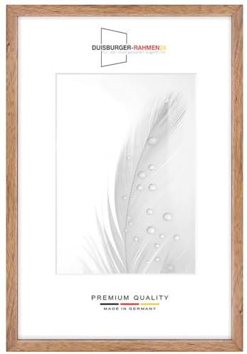 Holz Bilderrahmen Schmal 60 x 85 cm in Eiche-Rustikal | inkl. bruchsicherer Anti-Reflex Kunstglasscheibe | Rahmen für Poster | Puzzle | Foto collage DR079