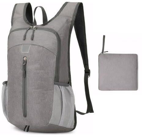 Shengxi Ultraleicht faltbare rucksack, Wanderrucksack backpack, Wasserdicht Leichter rucksack geeignet für Klettern Camping Radfahren zu Fuß Unisex, 30×16×48cm (grau)