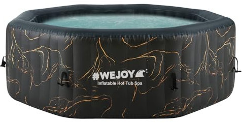 #WEJOY Tragbarer Whirlpool, 150 x 150 x 63 cm, Luftstrahl-Spa, 2–4 Personen, aufblasbar, achteckig, für den Außenbereich, beheizter Whirlpool mit 120 Luftstrahldüsen