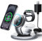 EXW 3 in 1 Mag-Safe Ladestation Kompatibel mit iPhone 16/15/14/13/12 Serie,Apple Watch 8/7/6/5/4/3/2/SE und AirPods 3/2/Pro((Mit 18W Stecker) (Schwarz)