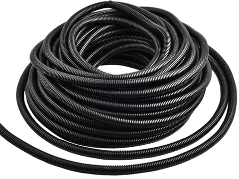 MOCNT Gaine Câbles Électriques Voiture Gaine Ondulée Flexible Protection Cache PP Fermé Tuyau Fil Gaine Isolante Conduit Tube Rangement Câble Extérieur 7mm Long 5 Mètres