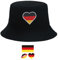 CWPFVQA 1 Fischerhut, 1 Gesichtsaufkleber, Mütze Für Deutsche Fans, Em-Deko-Mütze, Fußball-Em-Fans, Deutscher Deko-Fußball