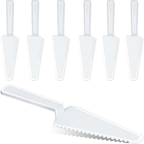 6 Pcs Disposable Plastic Cake Cutter Cake Pie Server Cutter Slicer Pizza Pastry Slicer for Kitchen Wedding Buffet