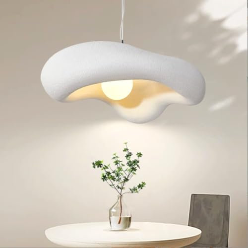 Moderne Wabi-Sabi Pendelleuchte Kreative Blumen Hängeleuchte Polystyrol Pendellampe E27 Esstischlampe Höhenverstellbar Nordisch Stil Für Schlafzimmer Wohnzimmer Esszimmer Küche Hängelampe Weiß 60cm
