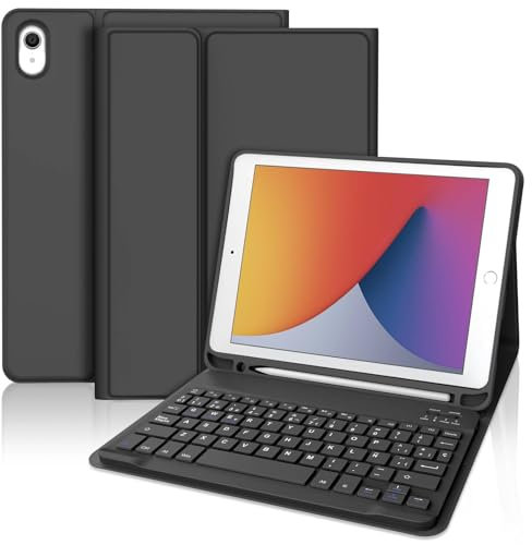 WINCHKING Funda con Teclado para iPad 9/8/7 Generacion 10.2 Pulgadas, Desmontable Funda Teclado para iPad Pro 10.5 2017/ Air 3 2019, Inalámbrico Bluetooth Magnético Keyboard, QWERTY Español Ñ, Negro