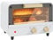 HOMCOM Fornetto Elettrico 12L a 2 Altezze con Timer e Temperatura Regolabile, Mini Forno in Acciaio Inox, Vetro e Plastica, 31.5x27.7x22.7 cm, Bianco e Oro