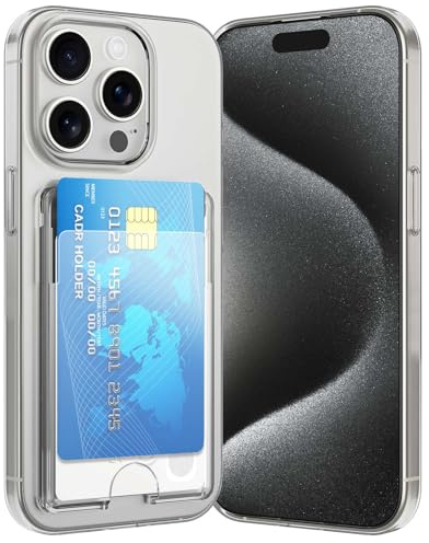 DEVASO Cover per iPhone 15 Pro Max Custodia Trasparente con Porta Carte，Portafoglio Custodia Protettiva in Silicone Sottile Morbido TPU Anti-Graffio Tasche Case per 2 Carte