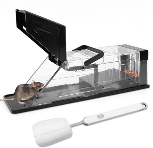 TYBYBB Mausefalle Lebend, mit Tragegriff, Köderbox, Bürst, Lebendfalle Maus Wiederverwendbare und Hygienische Rattenfalle Lebend, Groß XXL, für in der Lager im Küche Im Garten