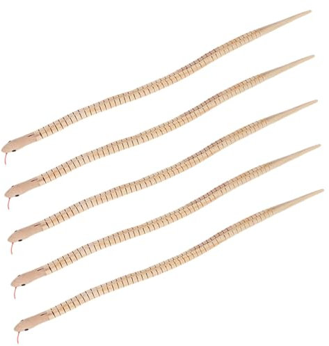 ifundom 5 Stück Holz Schlange Auto Zappeln Falsche Schlange Bausatz Gliederschlange Aus Holz Holzschlange Für Halloween Lebensechte Holzschlange Leeres Tiermodell Kiefernholz