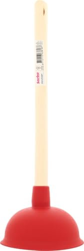 Sorbo Desatascador de desagüe, diámetro de 14 cm, Ventosa de Goma Natural, Rojo, Normal