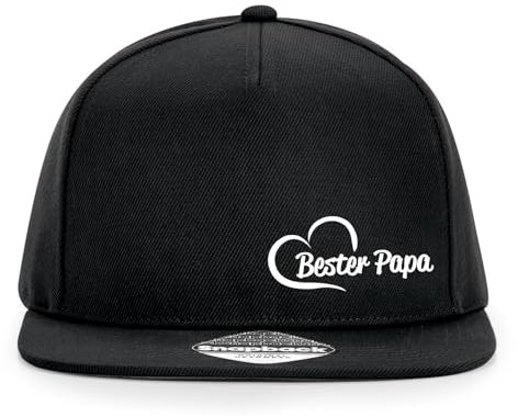 Huuraa Snapback Cappy Bester Papa Herz Geschenk Black Bester Papa Mode