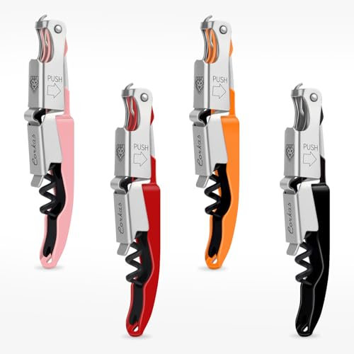 CORKAS Kellnermesser Profi Korkenzieher aus Edelstahl in Gastronomie Qualität mit Flaschenöffner & Folienschneider für alle Korkenarten(GP-4Pcs)
