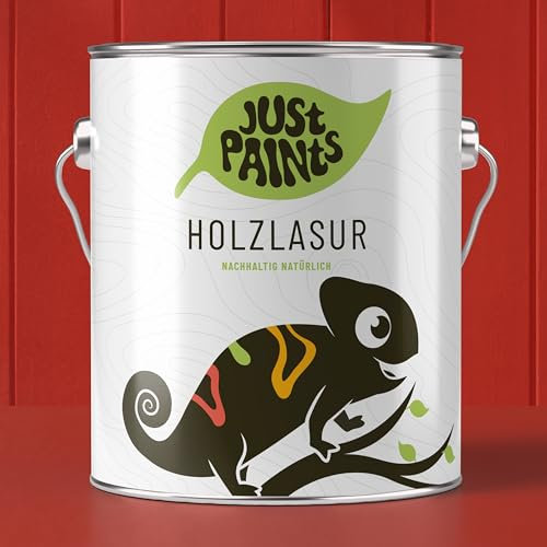 JUST PAINTS - ECO Holzlasur für Innen & Außen | Nachhaltig natürlich - made in Germany (Schwedenrot, 2,5 Liter)