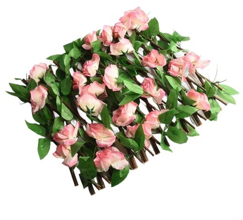 Besshepplo Clôture de lierre artificiel pour protéger l'intimité du jardin, haie d'intimité pour terrasse, cour, décoration murale pour balcon, cour, mur de plantes grimpantes (orange rouge)