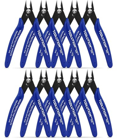 Micro Wire Cutters for Crafting - 10 Pack Small Flush Cutters for Jewelry Making Mini Wire Snips Zip Tie Cutter - Model Nippers Side Cutter Pliers Precision Diagonal Cutting Pliers for Electrical-Blue