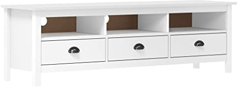Genérico Mueble de TV Hill Madera Maciza de Pino 158x40x47 cm,Mobiliario,Muebles TV,Blanco,22 kg,288928