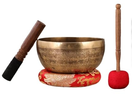 Klangschale Messingschale, handgefertigt, Yoga-Meditationsschale, Achtsamkeits-Klangschalen, Musiktherapie, Musikinstrumente(21-22cm)