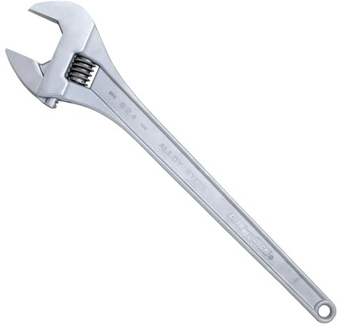 Adjustable Wrench, 24 in., Chrome, Plain