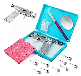 Gesunde Sicherheit Asepsis Edelstahl Ohr Augen Navel Lippen Nase Body Ring Piercing Tattoo Gun Werkzeug-Set mit 49 Paar Metall Ohrstecker und Marker Pen Set