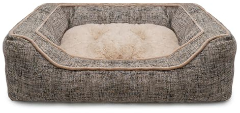 Rosewood Luxury Slate & Oatmeal Square Dog Bed, Large