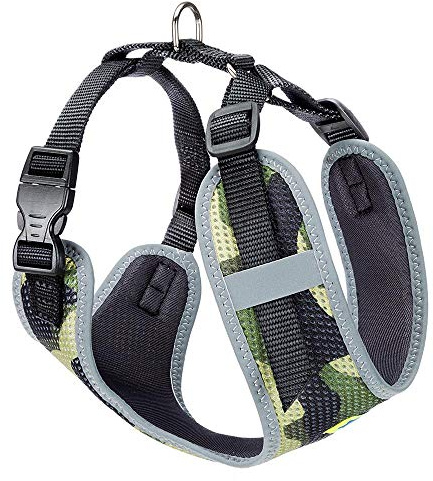 Ferplast Hundegeschirr Mittelgroße Hunde Nikita M, atmungsaktives Hundegeschirr, gepolstert und verstellbar, leicht zu tragen, reflektierende Kanten, Brustumfang 38–55 cm. Rgrün