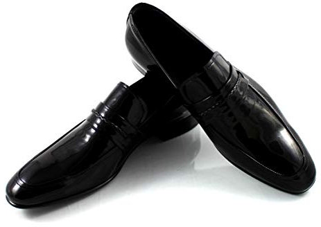 CANNERI Pantofola Uomo Nero - 7684 - Scarpa in Pelle Verniciata - Mocassino - Scarpa Classica da Lavoro - Scarpa College - Scarpa da Sposa Realizzata in Vernice con Design e Stile (42 EU)