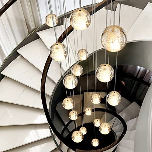 H.W.S LED Pendelleuchte Glas Kristall Hängeleuchte Lüster Dekoratives Kronleuchter Modern Pendellampe für Villa Treppe Wohzimmer Esszimmer Schlafzimmer Innenleuchte Lampe (36-Flamming, Round Plate)