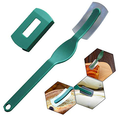 1pc Pain Lame Professionnelle Pâte Correcteur De Poignée en Plastique Acier Tranchant Carbone Pain Outil De Coupe avec Capot De Protection Cadeau pour La Cuisson Amoureux