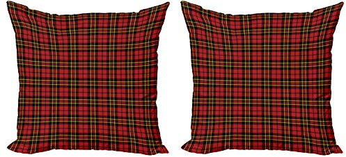 ABAKUHAUS Kariert Kissenbezug Set (2Stück), Old Celtic britischen, doppelseitiges Digitaldruckdekor mit Reißverschluss, 50 cm, Rot, Schwarz, Schwarz Gelb Rot