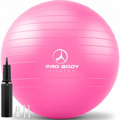 ProBody Pilates Ball, Gymnastikball, Yogaball, Stabilitätsballstuhl, mehrere Größen, Geburtsball in Fitnessstudioqualität für Schwangerschaft, Fitness, Gleichgewicht, Training und Physiotherapie