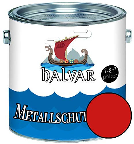 Halvar Metallschutzlack MATT Rot RAL 3000-3031 Metallfarbe besonders robuster Kunstharzlack Wetterbeständig & perfekter Langzeitschutz Metall (2,5 L, RAL 3000 Feuerrot)