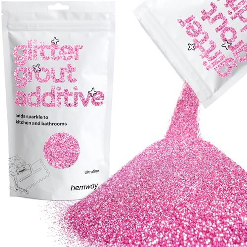 Hemway Glitter Grout Additive - Rose Pink | Ultrafine Metallic Flakes for Adding Sparkle to Old & New Kitchen & Bathroom Tiles | Enhance Your Indoor Grouting Projects with a Sparkly Effect | 100 g