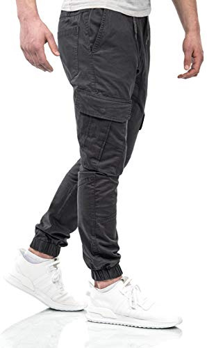 ALESSANDRO SALVARINI Herren Outdoor Cargohose Cargo Hose Stoff lang viele Taschen AS270 [AS-270-Anthrazit-W34-L30]