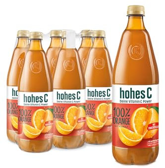 hohes C Orange mit Fruchtfleisch (6 x 1l), 100% Saft, Orangensaft, Vitamin C, ohne Zuckerzusatz laut Gesetz, vegan