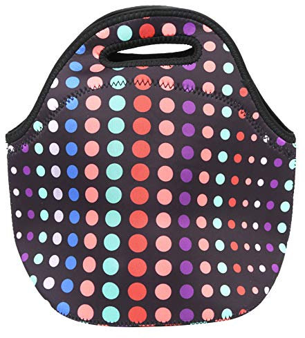 Kuuleyn Bolsa de Almuerzo, Bolsa Termica Porta Alimentos, Bolsa de almuerzo Neoprene, Bolsa Comida Trabajo Mujer, para hombres/mujeres/Picnic/Trabajo/Escuela 10,5L(Círculo de color pequeño)